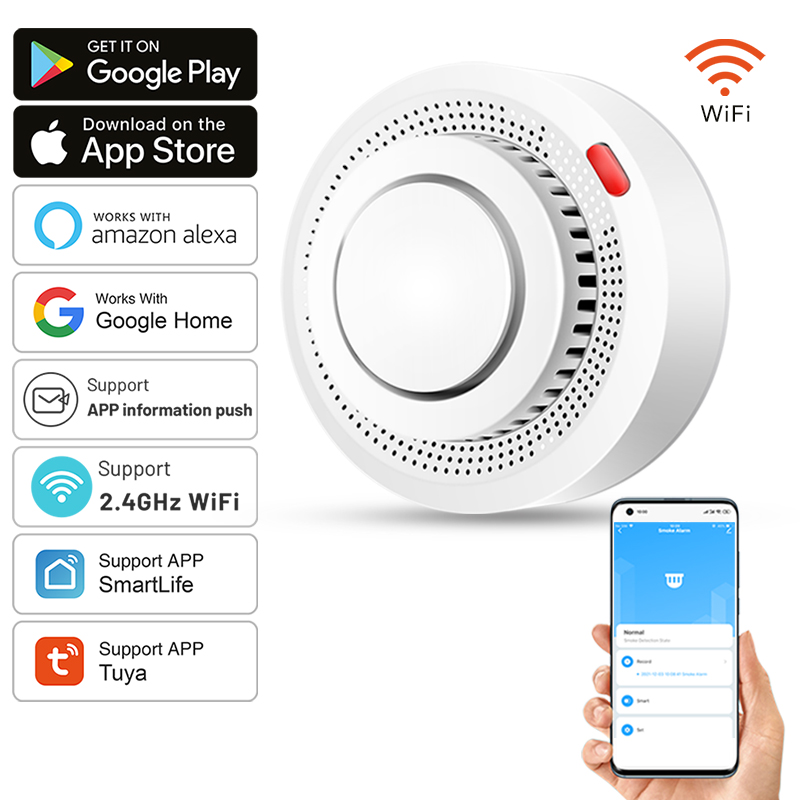 Smoke Detector Interconnected - Détecteur de fumée intelligent WiFi Tuya,