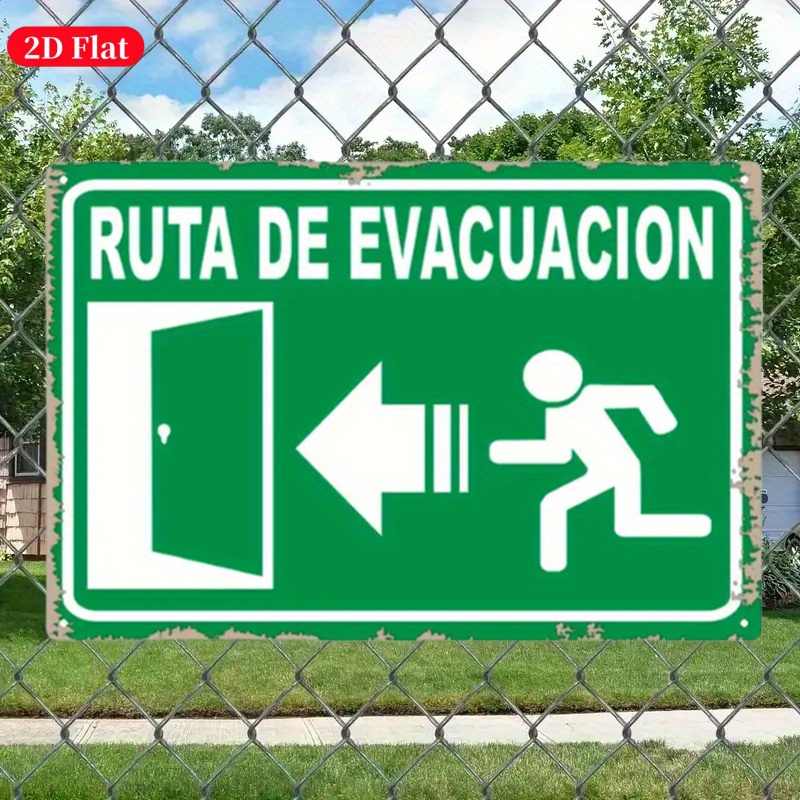 Emergency Exit Sign - (Peinture sur métal 2D) Panneau de
