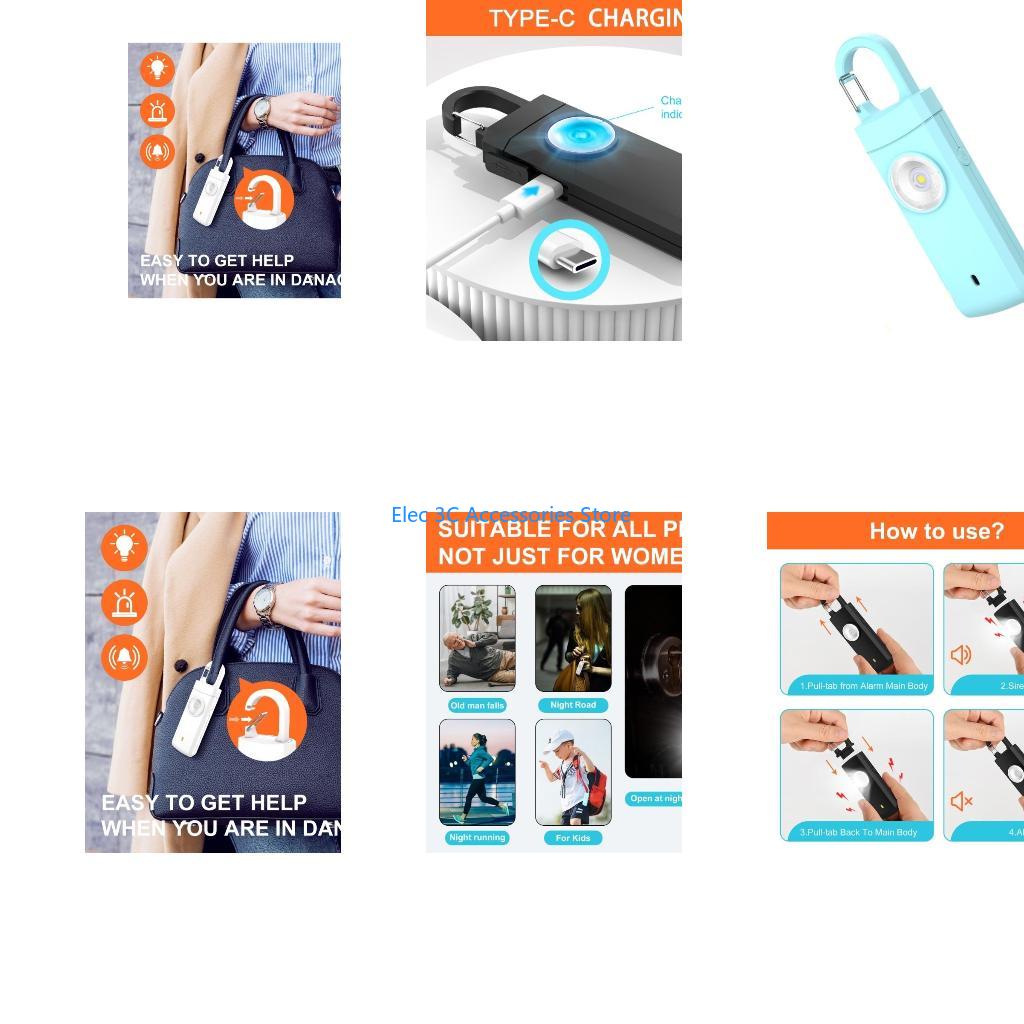 Personal Alarm Keychain - Porte-clés d'alarme personnelle rechargeable Y51A, 140db,