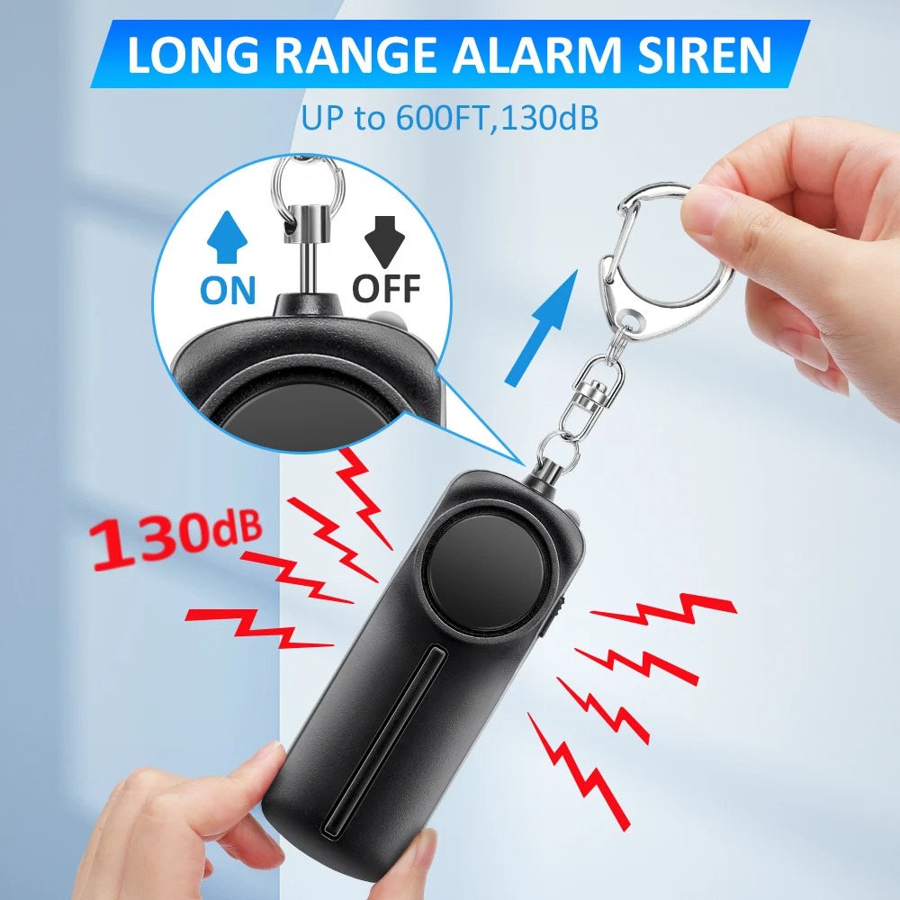 Personal Alarm Keychain - Alarme d'auto-défense 130db, Ultra forte, pour