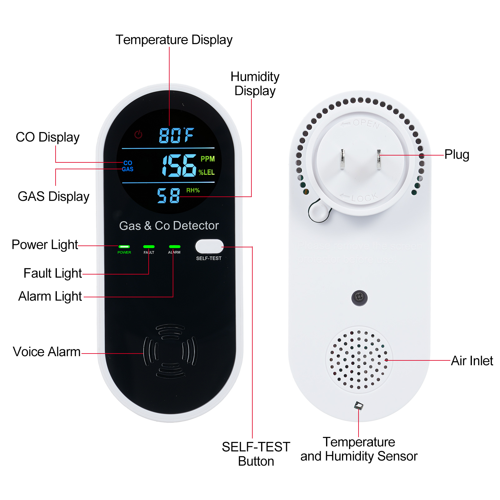 Alarme de moniteur de CO 4 en  - Co Detector Plug avis et prix